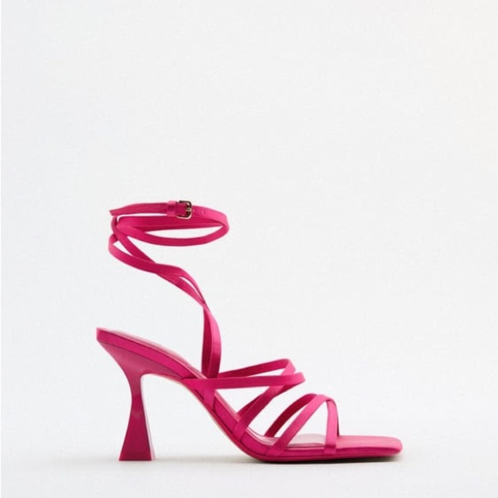 Lace up pink Zara heels only worn once size 8